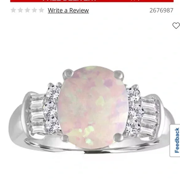 Sterling Silver Lab Opal & White Sapphire Cocktail Ring – Size 6 - Picture 2 of 8